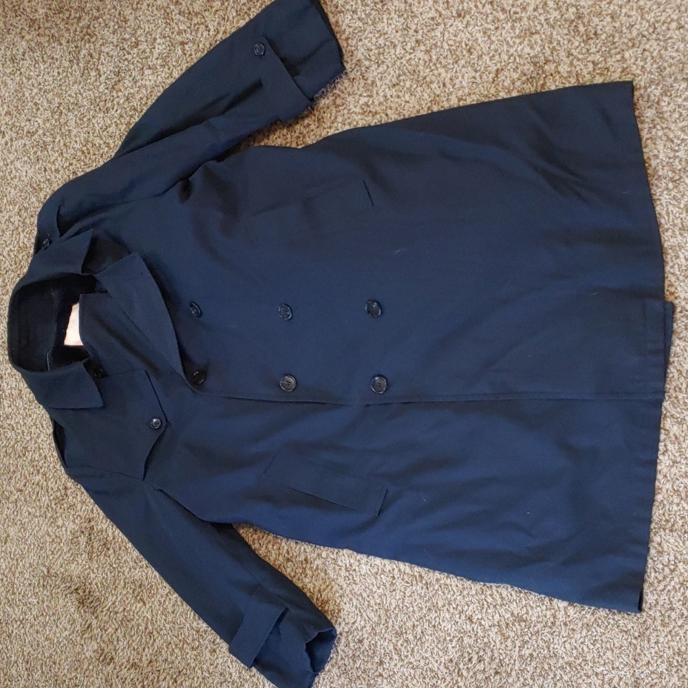 VTG Stanley Blacker Trench Coat Navy Blue Detachable Liner Men's Size XL